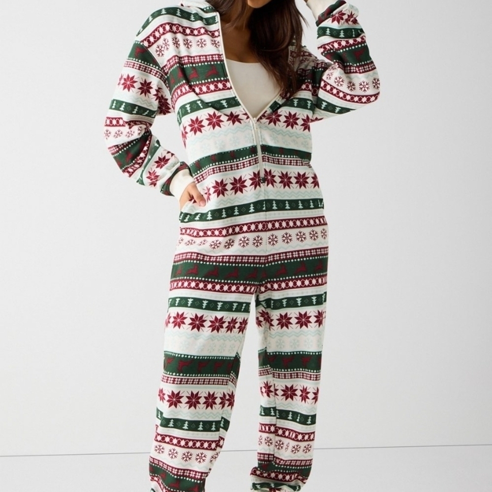 Fabletics Green and Red Patterned Onesie